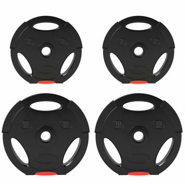 Soozier Set of 4 1-Inch Weight Plates with 3 Grips, 2 x 22lbs + 2 x 11lbs