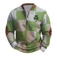 thumbnail image 1 of Penkiiy St Patricks Day Shamrock Patch Chest Print 1/4 Zip Sweatshirt XL Multicolor, 1 of 5