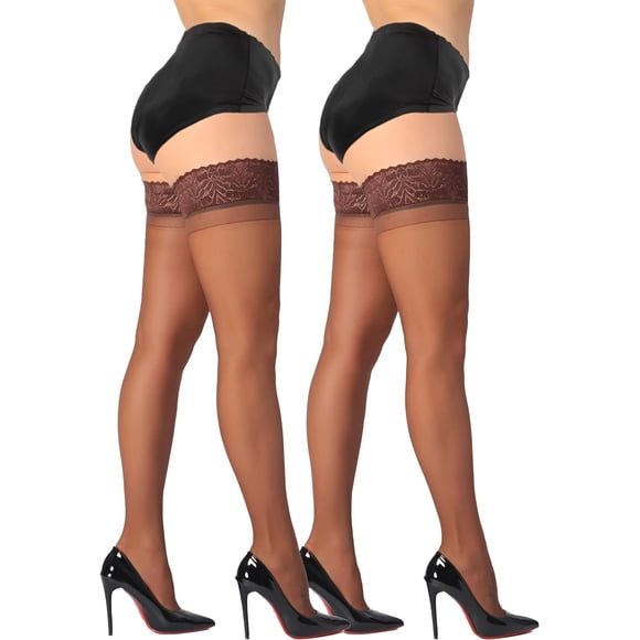 LAICAIW Bas Cuisse en Silicone à Lacets, Maintien, Soyeux, Semi-Transparents, Collants pour Femmes, Nylon