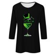 thumbnail image 4 of Meichang Chandails pour Femmes Heureux St Patricks Day Hauts Chanceux T-Shirts Graphiques Manches 3/4 Décontractés Col Rond Chandails Chanceux Irlandais Hauts, 4 of 4