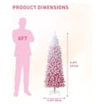 thumbnail image 2 of 4.5-9ft Snow Flocked Slim Pencil Christmas Tree - Lightweight Artificial Xmas Tree with Metal Stand, 2 of 5