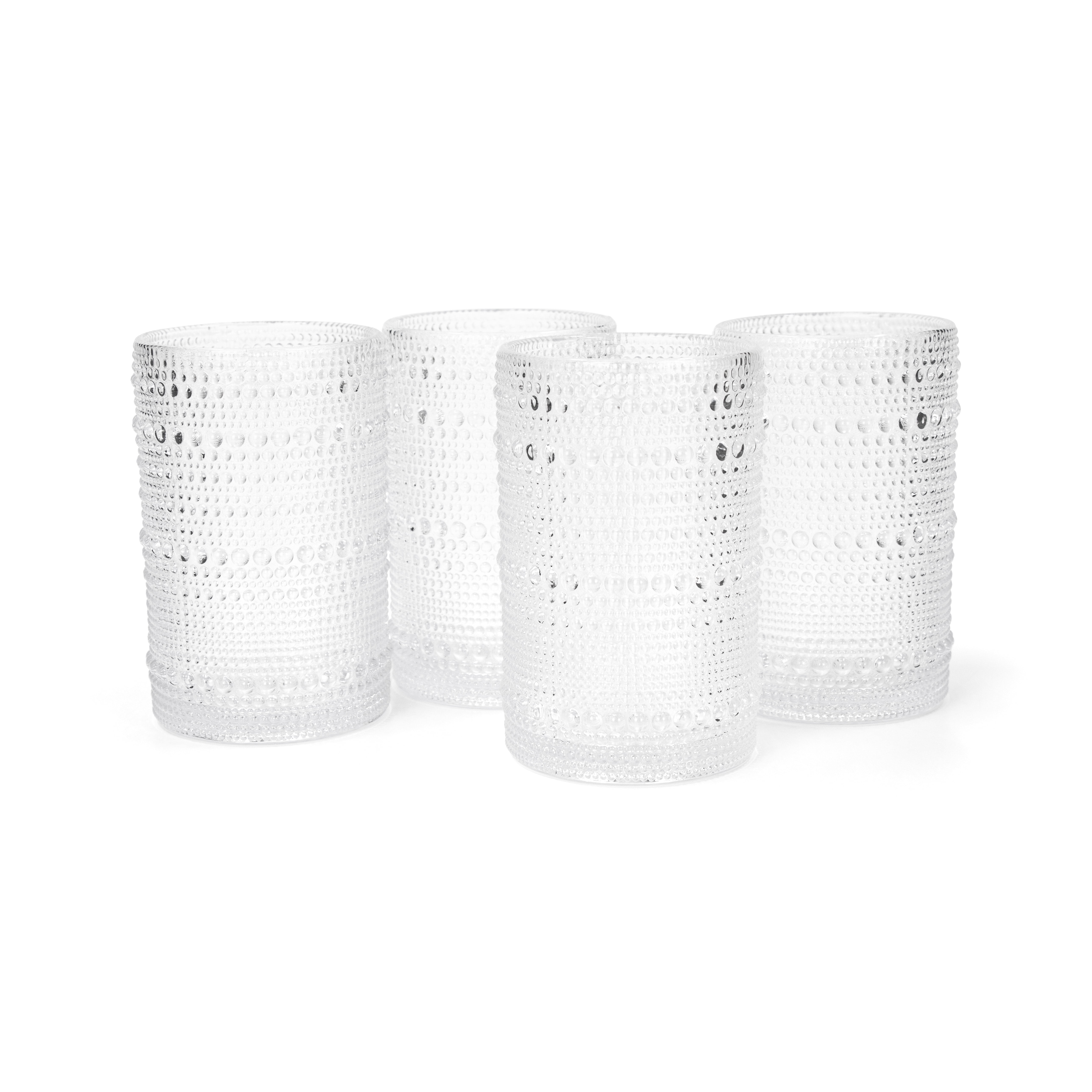 Sabatier 4 pack Soda Lime Hobnail HiBall Glass 400ml Clear