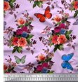 thumbnail image 1 of Soimoi Rayon Fabric Leaves, & Peony Floral Print Sewing Fabric Yard 42 Inch Wide, 1 of 3