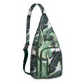 thumbnail image 1 of Boho Jungle Sling Backpack - Artistic Tropical Foliage Pattern Crossbody Bag, Multi-Pocket Organization, 1 of 4