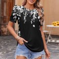 thumbnail image 2 of Pisexur Hauts pour Femmes, Hauts de Sortie pour Femmes & T-Shirt à Manches Courtes Col Rond Imprimé, Haut Ample, Hauts de Printemps pour Femmes Noir, P, 2 of 6