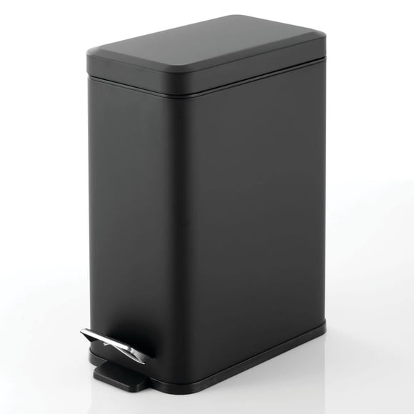 mDesign Pedal Bin — Waste Bin with Pedal, Lid and Plastic Bucket Insert for Bathroom, Kitchen, and Office — Metal House