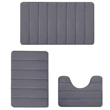 zanvin Memory Foam Bath Mat Set Bathroom Rugs for 3 Pcs Toilet Mats Soft Comfortable Water Absorption NonSlip ThickMachine WashableEasier to Dry Dark