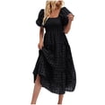 thumbnail image 2 of Gspmoly Robes Grande Taille pour Femmes aux Formes, Robe à Épaules Dénudées à Manches Courtes Plissée à Taille Haute pour Femmes, Robes Habillées pour Femmes jusqu'à 70 % de Rabais, 2 of 9