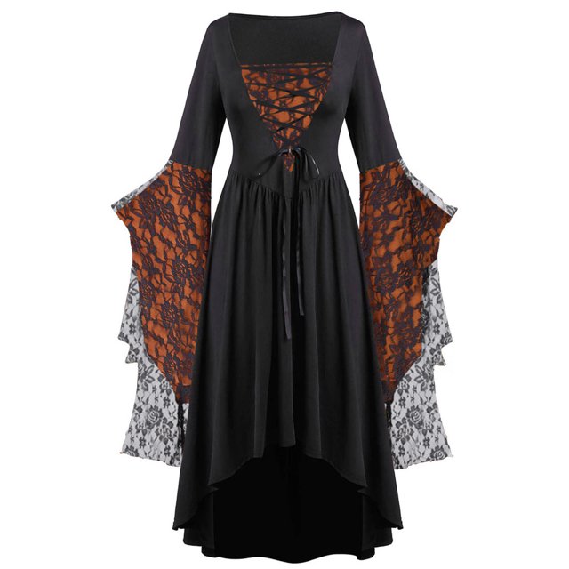 Babysbule Robe pour Femmes Liquidation Robe Vintage Classique Médiévale Longueur au Sol Renaissance Gothique à Manches Longues