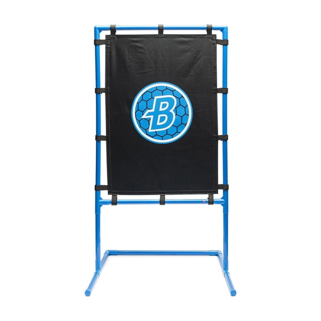 Blitzball StrikeZone Cible avec Cadre Métallique Bleu et Centre en Tissu Noir Présentant un Cercle hexagonal Bleu avec un B Blanc, Conçue pour la Pratique du baseball pour Offrir un Retour Instantané sur la zone de Frappe et Convient à une Utilisation Intérieure et Extérieure.