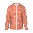 thumbnail image 1 of Lsque Orange Gingham Pattern UPF 50+ Lightweight Sun Protection Men's Women's Long Sleeve Shirt, Hoodie Performance -Medium, 1 of 7