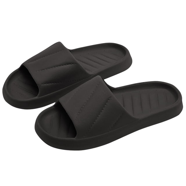 Mens and Womens Home Slippers Simplicity Solid Color Quick Drying Soft Sole Comfortable Non-Slip Indoor and Outdoor EVA Slippers Black-08