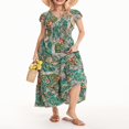 thumbnail image 4 of Robe de Plage Imprimée à Manches Courtes V Cou Été pour Femmes, 4 of 9