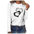 thumbnail image 1 of IROINID Liquidation Hauts à Manches Longues pour Femmes T-shirt Imprimé Décontracté Col Rond Ample Blouse, Blanc, 1 of 5