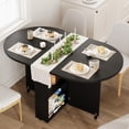 thumbnail image 1 of CazToi Folding Oval Dining Table 4-6 People Kitchen Table Space-Saving Foldable Design Modern Collapsible Dining Table, 1 of 7