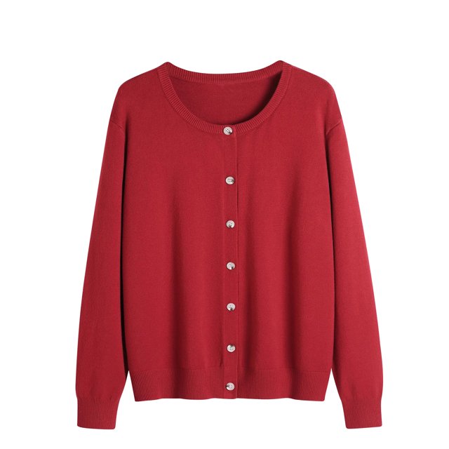 Cameland Cardigan Veste Chandail Uni à Col Rond pour Femmes Chandail à Col Rond