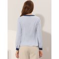 thumbnail image 4 of INSPIRE CHIC Women's Split Neck Pleated Front Contrast Color Blouse Tops Blue M, 4 of 5