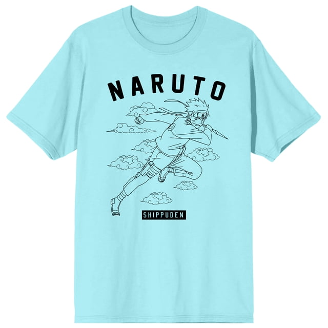 Naruto Shippuden T-Shirt Bleu Nuages Universitaires Dessin Animé Anime - L