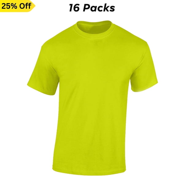 Radyan Best Hi-Vis Short Sleeve Safety T-Shirt, 16 Pack - 100% Polyester, Size: Adult
