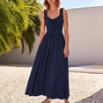 thumbnail image 2 of AherBiu Robes d'Été pour Femmes 2024 Tendance Robe Maxi Sans Manches Col en V Fluide Taille Élastique Vacances Longues Robes, 2 of 7