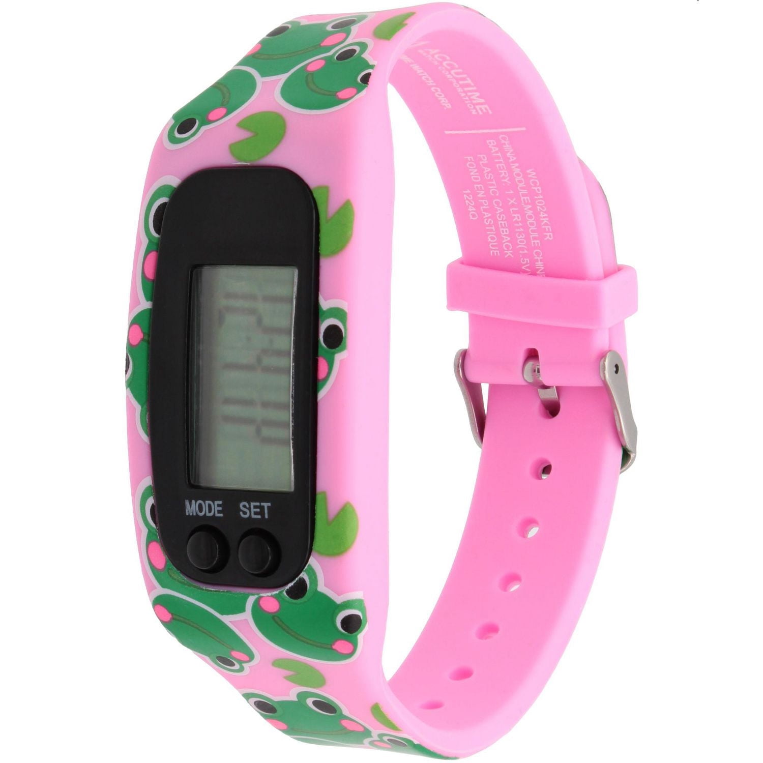 Montre Podomètre Numérique pour Enfants – Motif Grenouille Rose & Vert