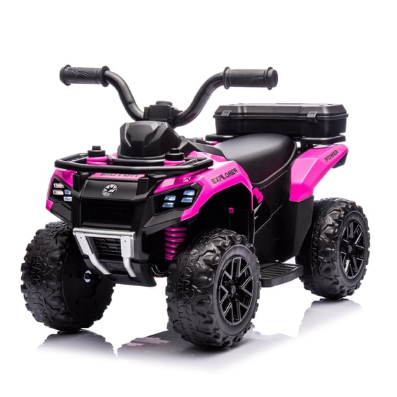 VOLTZ TOYS Explorer Quad UTV 6V Ride-On Car for Toddlers, Electric 4-Wheeler Kids ATV with Storage Trunk, Battery Powered Single Seater Toy with LED Lights & Music, Pink
