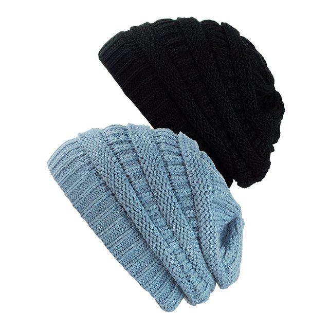 Tuque Tricotée pour Femmes (Lot de 2), Noir/denim