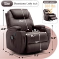 thumbnail image 2 of Korser Swivel Rocker Recliner Chair with Massage Faux Leather for Living Room,Brown, 2 of 7