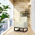 thumbnail image 3 of Patiojoy 2-in-1 Upholstered Rocking Chair with Wood Leg & Pillow Relax Sofa Chair Beige, 3 of 10