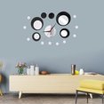 thumbnail image 2 of MasteelfCA Black and Silver Circle 3D Crystal Mirror Wall Clock Acrylic Mirror Wall Sticker Clock Home Decor, 2 of 8
