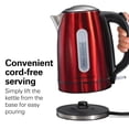 thumbnail image 3 of Hamilton Beach Electric Tea Kettle, Water Boiler & Heater, 1.7 Liter, Cordless Serving, 1500 Watts for Fast Boiling, Auto-Shutoff and Boil-Dry Protection, Red with L, 3 of 8