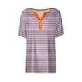 thumbnail image 5 of XMMSWDLA Hauts pour Femmes Décontractés à Imprimé Floral Manches Courtes Col Rond Été Blouse Ample Chemise Tunique Haut Rose Hauts à Manches Courtes pour Femmes, 5 of 5