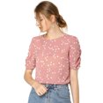 thumbnail image 1 of INSPIRE CHIC Haut Floral Élégant pour Femme à Manches Courtes Froncées, Coupe Régulière, 1 of 6