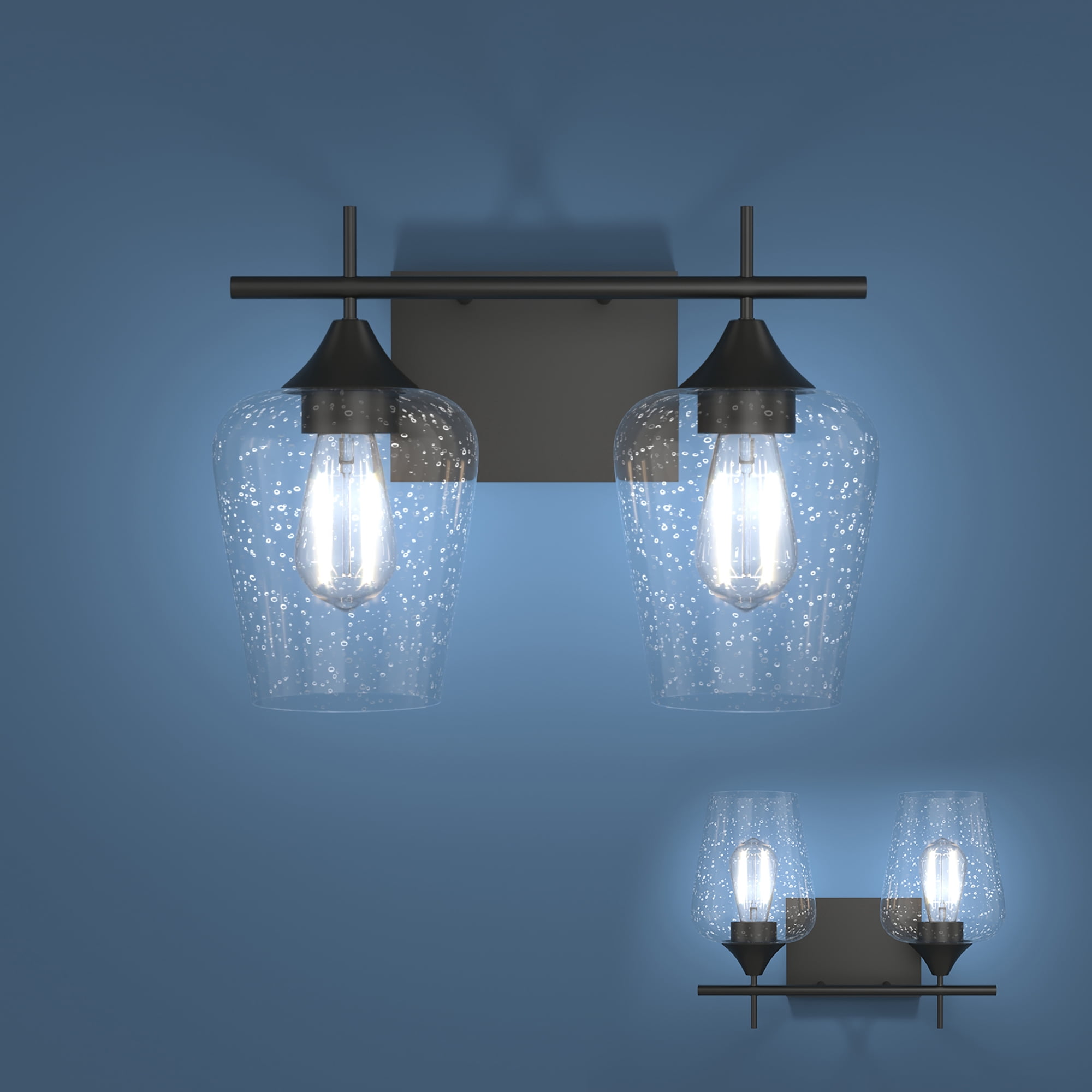 Costway 2-Light Wall Sconce Modern Bathroom Vanity Light Fixtures w/ Clear Glass Shade