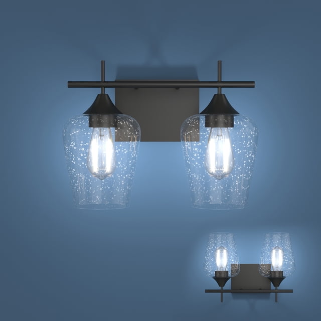Costway 2-Light Wall Sconce Modern Bathroom Vanity Light Fixtures w/ Clear Glass Shade