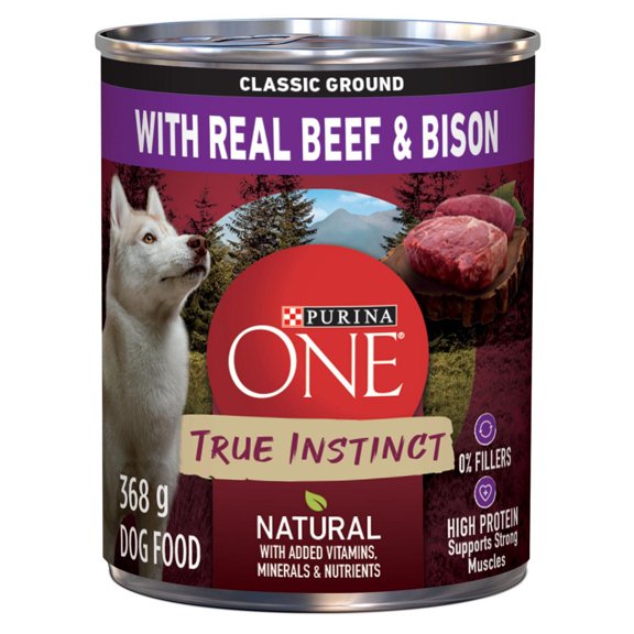Purina ONE SmartBlend Véritable Instinct avec Vrai Boeuf et Vrai Bison, Nourriture Humide pour Chiens 368 g