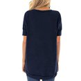 thumbnail image 2 of stanreset Women T-shirt Solid Color Stitching Top Asymmetrical Hem Blouse, Navy Blue, M, 2 of 6
