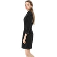 thumbnail image 3 of INSPIRE CHIC Women's 3/4 Sleeve Button Down Denim Slim Fit Shirt Dress, 3 of 6