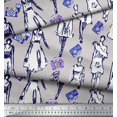 thumbnail image 3 of Soimoi Modal Satin Fabric Women & Camera Fashion Decor Fabric Printed Yard 42 Inch Wide, 3 of 3
