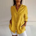 thumbnail image 2 of Timegard Plus Size Tops for Women Button down Shirts Long Sleeve Lapel V Neck Blouse Lightweight Tops, 2 of 6