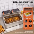 thumbnail image 2 of KFFKFF Friteuse Électrique pour Usage Commercial, 3000 W, avec Paniers Triples, Capacité de 18 Qt/17 L, Acier Inoxydable, Conception de Comptoir, Idéale pour Restaurants et Cuisines, Argent, 2 of 9