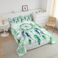 thumbnail image 4 of Ensemble de Literie Attrape-Rêves Hippie Format Grand Vert Ombré Ensemble de Couette Grand pour Filles, Insert de Couette Papillon Chic Ensemble de Courtepointe Dégradé Aquarelle, Style Exotique Plumes Tribales Ensembles et Couettes de Literie, 4 of 6