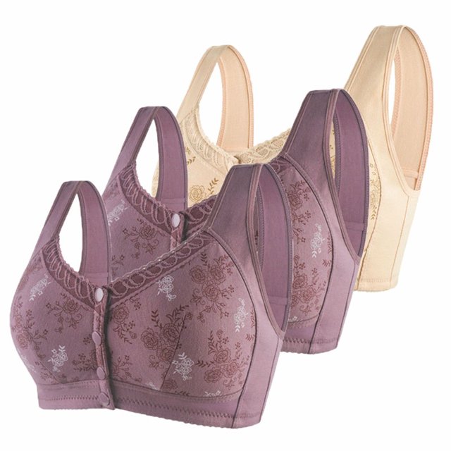 RKSTN 2PC Push up Bra for Women Comfortable Lace Breathable Floral Printed Bra No Rims Full Figure Underwire Plus Size Bra for Large Bust