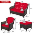 thumbnail image 4 of Costway 5PCS Patio Rattan Furniture Set Loveseat Sofa Ottoman W/Red Cushion, 4 of 10