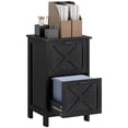 thumbnail image 1 of HOMCOM 2 Drawer Vertical File Cabinet with Silent Slides, Rustic Farmhouse Filing Cabinet with Barn Doors for A4/Letter Size, Printer Stand with Storage for Home Office, Distressed Black, 1 of 5