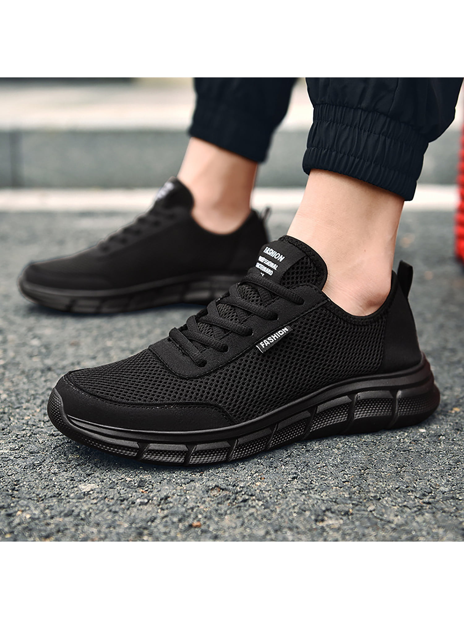 Avamo Mens Athletic Shoes Sports Trainers Mesh Sneakers Breathable Running Shoe Walking Black 8