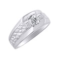 thumbnail image 4 of RYLOS Men's Rings 14K White Gold Classic Nugget 6X4MM Oval Gemstone & Diamond Ring White Topaz April Birthstone Rings Size 9, 4 of 7