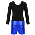 thumbnail image 4 of TiaoBug Girls 2Pcs Rhinestone Tracksuit Long Sleeve Gymnastics Dance Outfit Leotard with Shorts Unitard C01 6, 4 of 7