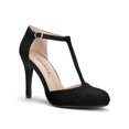 thumbnail image 1 of BLISSFUL STEP Chaussures pour Femmes Bout Rond Talon Aiguille Sandales à Bride en T Noir 9, 1 of 8