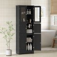 thumbnail image 2 of HOMCOM Armoire de Rangement de Salle de Bain avec Portes à Persiennes, Tablette Ajustable, Noir, 2 of 10